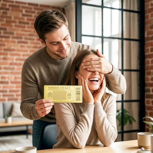 A-1 Piece Golden Ticket Scratch-off Card with Envelope - Personalized Surprise Gift for Birthdays, Valentine's Day, Christmas, and Special Occasions