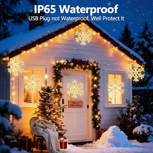 RGB 12-Inch Snowflake Window Lights - 2 Pack with Remote & 61 Effects