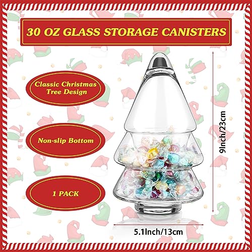 Sliner Glass Christmas Tree Candy Jar with Lid, 9" x 5" Clear