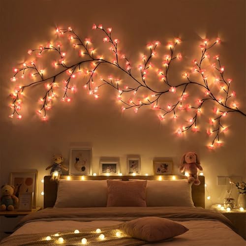 BHGNEJN 7.5 FT Pink Cherry Blossom LED Tree Lights with USB & Remote - 144 LEDs, 8 Modes, Timer