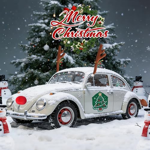 Christmas Car Reindeer Antlers Kit with Red Nose and Tail Decoration