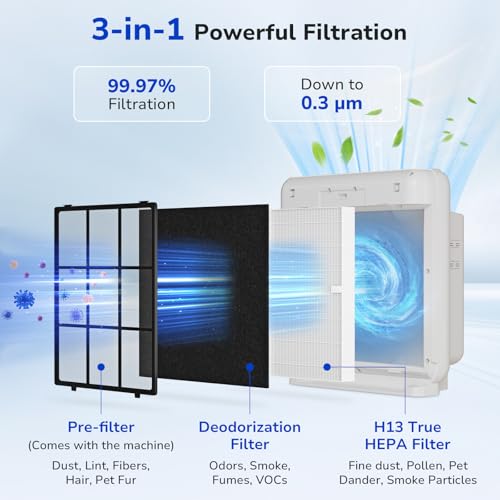 2-Pack Air Purifier Filter Replacement HEPA and Carbon Filters