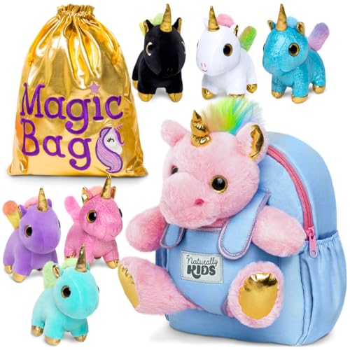 Kids Unicorn Backpack and Mini Unicorns Set in Magic Bag - Pink & Purple
