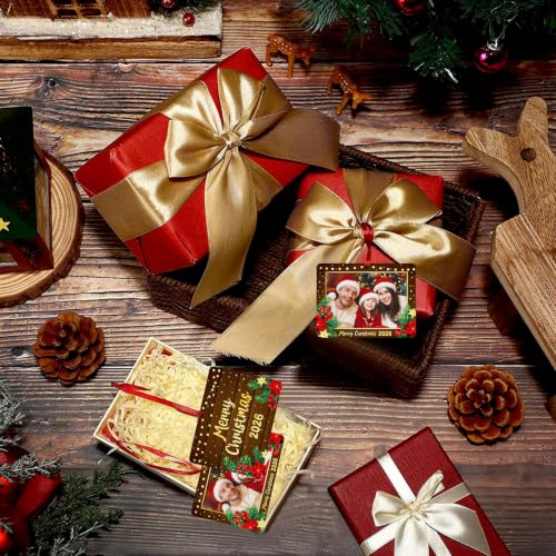 JUESMOS 2026 Personalized Christmas Photo Frame Ornament – Acrylic 3.2x2.3in with Gift Box
