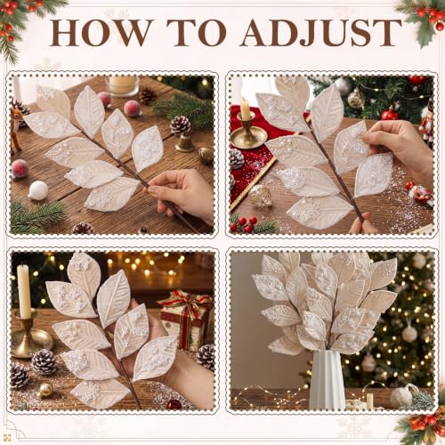 6 Pcs 17'' Pearl Christmas Tree Topper Picks - White Decor by Sosation