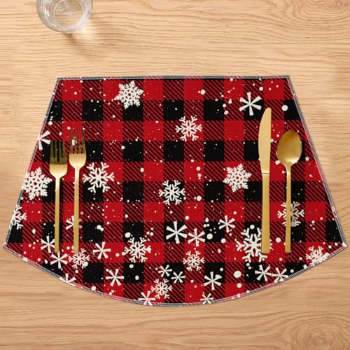 Artoid Mode 12x18 In Red/Black Wedge Placemats Set of 4 for Round Tables