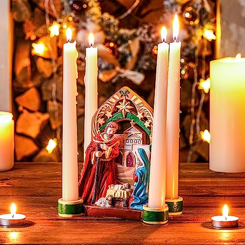 Holy Family Nativity Scene Advent Candle Holder for Christmas Decor