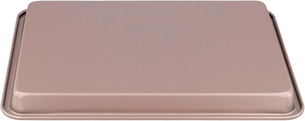 Sheutsan Gold Baking Sheet Pan Set - 4 Pack Carbon Steel Oven Trays, 13 x 9 x 1 Inch for Cooking & Roasting