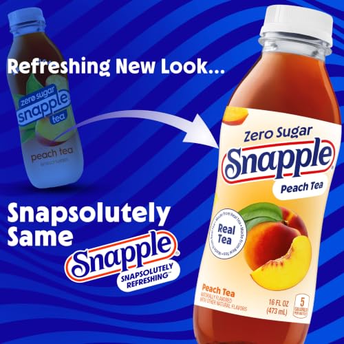 Snapple Zero Sugar Peach Tea 16 fl oz Bottles Pack of 12