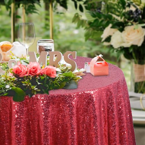 DUOBAO 60 Inch Red Sequin Tablecloth - Elegant Wedding & Christmas Decor