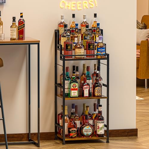 5-Tier Industrial Liquor Cabinet and Wine Rack with Metal Storage Shelves