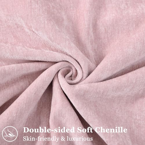 decorUhome Chenille Throw Pillow Covers 18x18, Set of 2 - Blush Pink