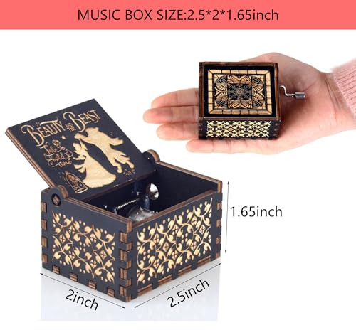 Antique Carved Wooden Hand Crank Music Box - Vintage Mini Musical Gift