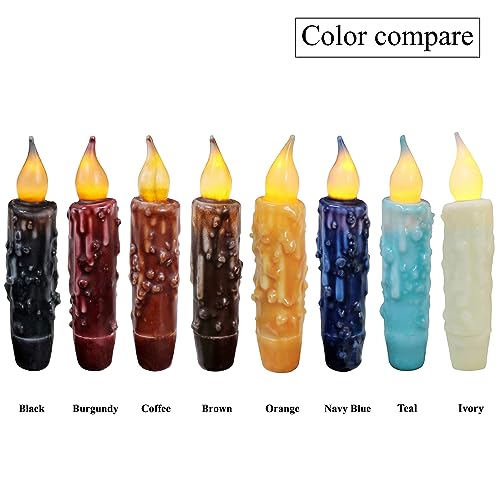 CVHOMEDECO Teal Flameless Taper Candles - Battery Operated, 3 Pack, 4-3/4 Inch