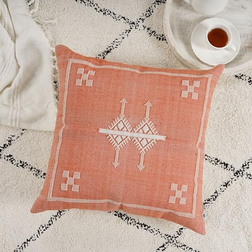 ZOMI Lazio Red 20x20 Cushion Covers Set of 2 - Cotton-Jute Blend, Hidden Zipper