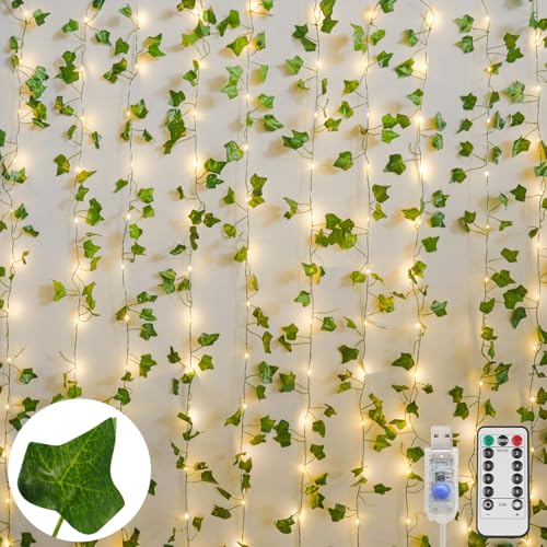 Suddus LED Ivy Vine Curtain Lights 6.5x6.5ft with Remote