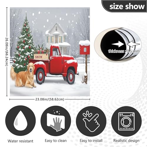 Christmas Truck Wamika Dishwasher Magnetic Cover - 23x26 in Fridge/Dishwasher Decor (Snow Scene)