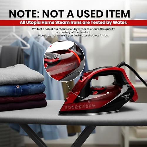 Utopia Home 1800W Steam Iron for Clothes with Non-Stick Soleplate & Auto-Off