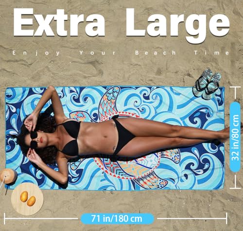 Extra Large Microfiber Beach Towels, 2-Pack Sand-Free Quick-Dry Travel Towel