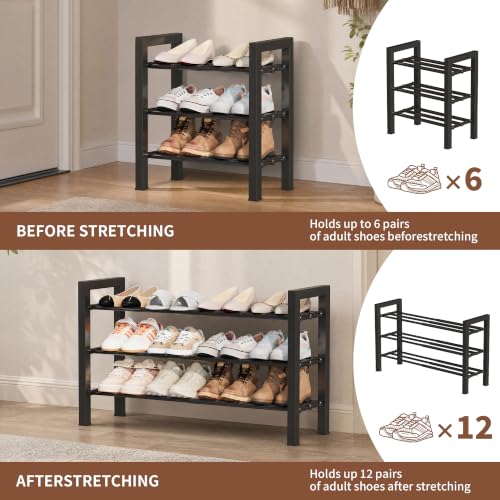 3-Tier Expandable Metal Shoe Rack - Adjustable Free Standing Organizer