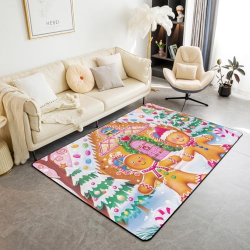 Feelyou 3'3" x 4'11" Pink Merry Christmas Kids Area Rug - Living Room & Playroom