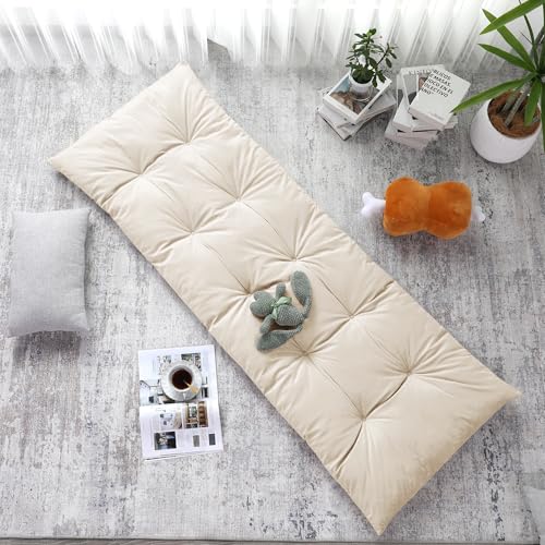 Foldable Tufted Floor Lounger Pillow, 74-inch Long Cushion for Meditation