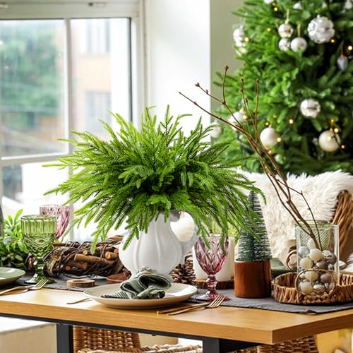 Norfolk Pine Branches 19in, 10 Pcs - Artificial Xmas Pine Needles | PURPLE STAR 1N