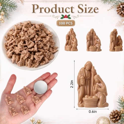 100 Pcs Nativity Scene Resin Mini Figurines – Baby Jesus, Mary & Joseph – Weysat 100/ Nativity