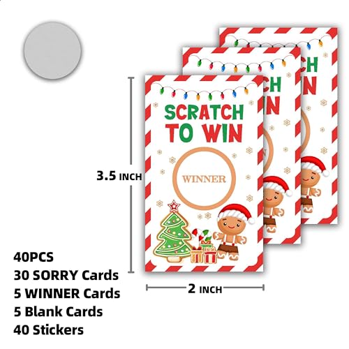 TIOFUNO Christmas Scratch Off Cards 50 Pcs Multicolor - Scratch to Win Party Game Cards