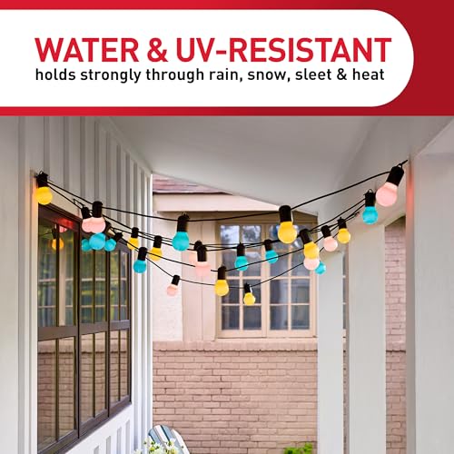 Command Outdoor Light Clips, Clear, 20 Clips and 24 Weather Resistant Strips