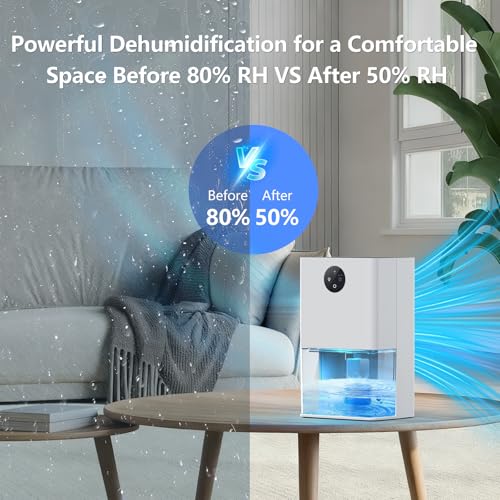50OZ Small Dehumidifier for Bedroom Closet with Auto Shut Off and 7-Color Lights