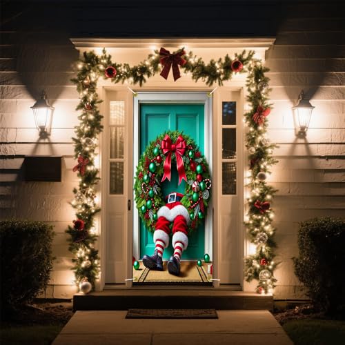Funny Santa Stuck in Pine Ring Door Cover 35x71in - ColorfulB199 by Cmialusie