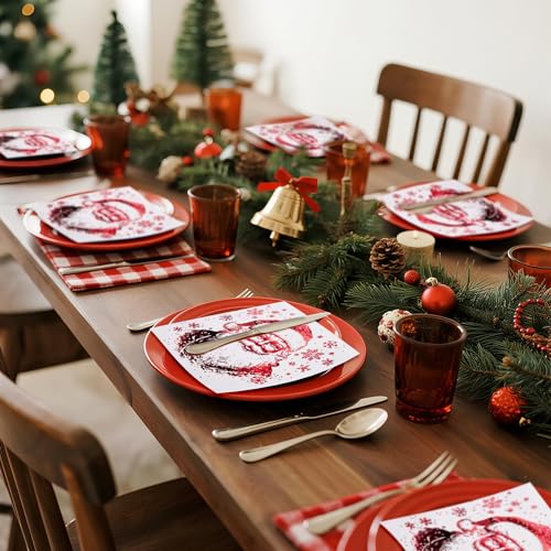 Wrapaholic 25-Pack Red Foil Santa Napkins 6.5 x 6.5in 2-Ply