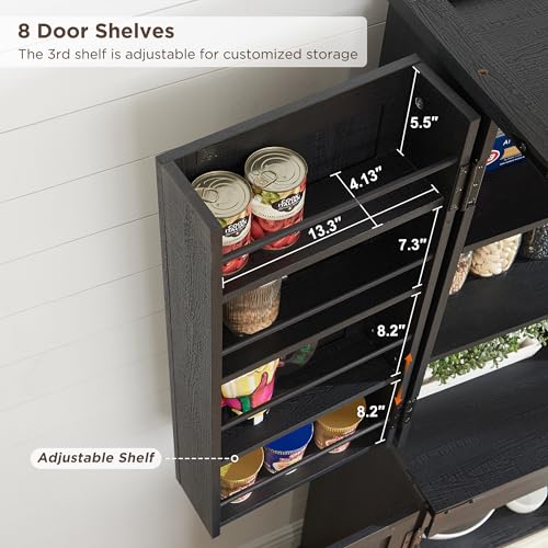 70" Tall Farmhouse Kitchen Pantry Cabinet with Barn Doors & Drawer