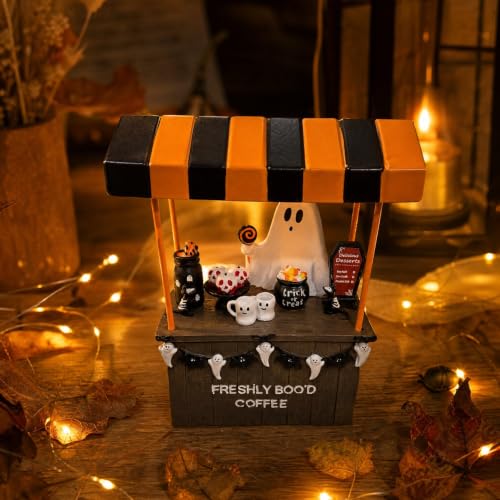 Spooky Ghost Halloween Figurine, Resin Decorative Statue for Coffee Bar