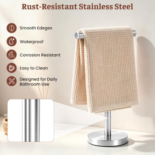 Freestanding Hand Towel Holder Stand with Weighted Stainless Steel Base