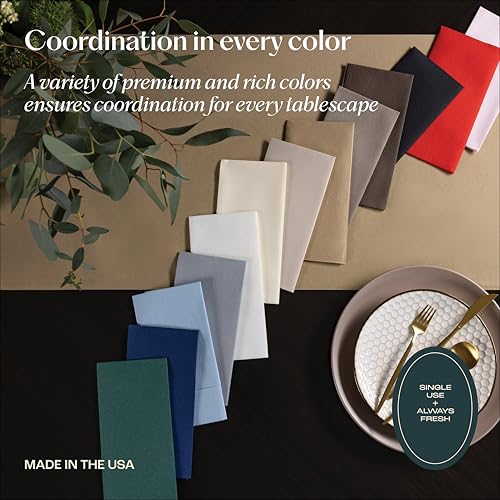Servietto 50-Pack Red Linen-Feel Napkins with Built-In Flatware Pocket, 16x12"