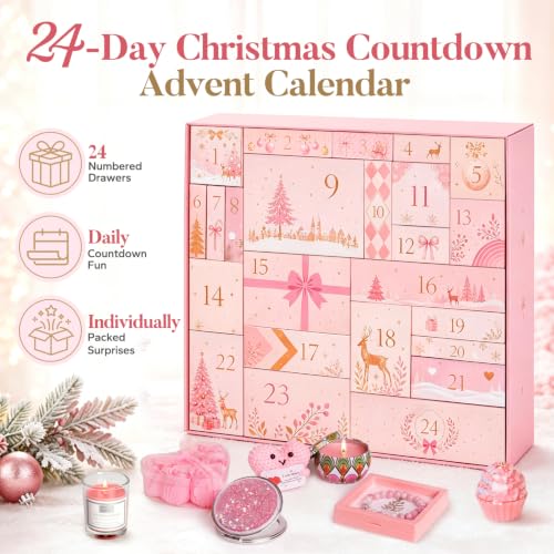 Verdenu 24-Day Advent Calendar for Women & Teen Girls Holiday Gift Set