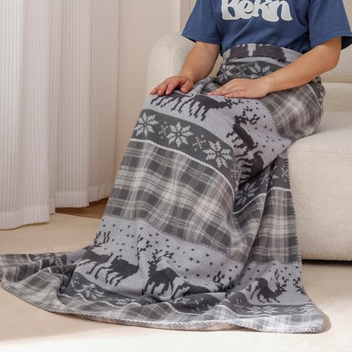 CAI TENG Christmas Grey Fleece Throw Blanket 6 Pack 50x60 Inches
