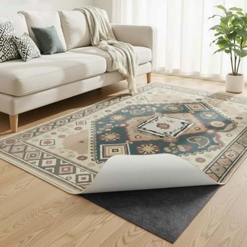 Non-Slip Area Rug Pad 8x10 Ft - Thick Felt Cushion for Hardwood Floors