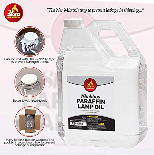 Ner Mitzvah 1 Gallon Paraffin Lamp Oil - Clear Smokeless & Odorless - 2 Pack for Indoor & Outdoor Use