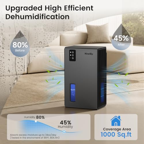 Compact Home Dehumidifier 95oz Tank for Basement Bedroom Grey