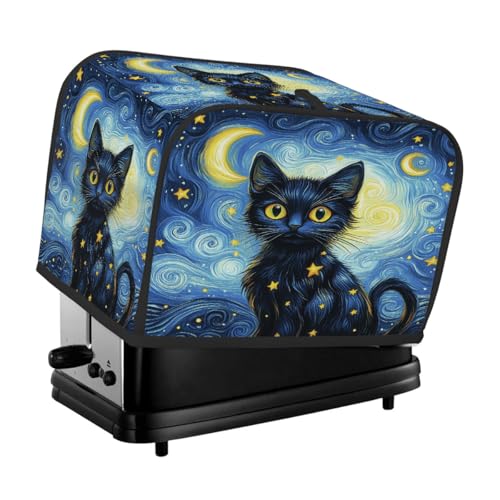 2-Slice Toaster Cover Waterproof Dust Protector with Cat Moon Print