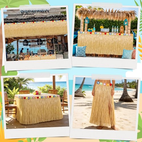 Hawaiian Grass Table Skirt - 108-Inch Tropical Luau Party Decoration