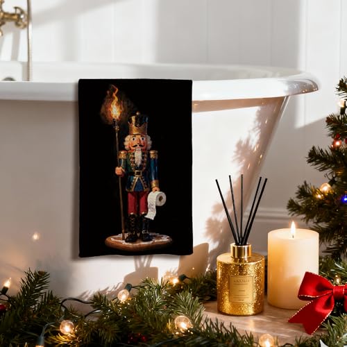 INDAJEDN Nutcracker Christmas Hand Towels - Funny Holiday Bathroom Decor, 16x24 Inch, Variation: Nutcracker 01