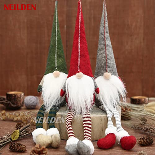 3pc Set Christmas Gnome Ornaments with Bendable Tall Hats, 20-inch