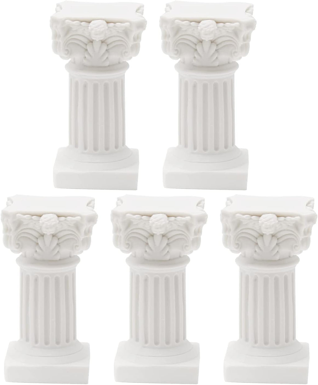 Saihisday Mini Roman Pillar Greek Columns - 5Pcs Resin Artistic Ornaments for Wedding Decor | 1.18" x 1.18" x 2.56" (White)