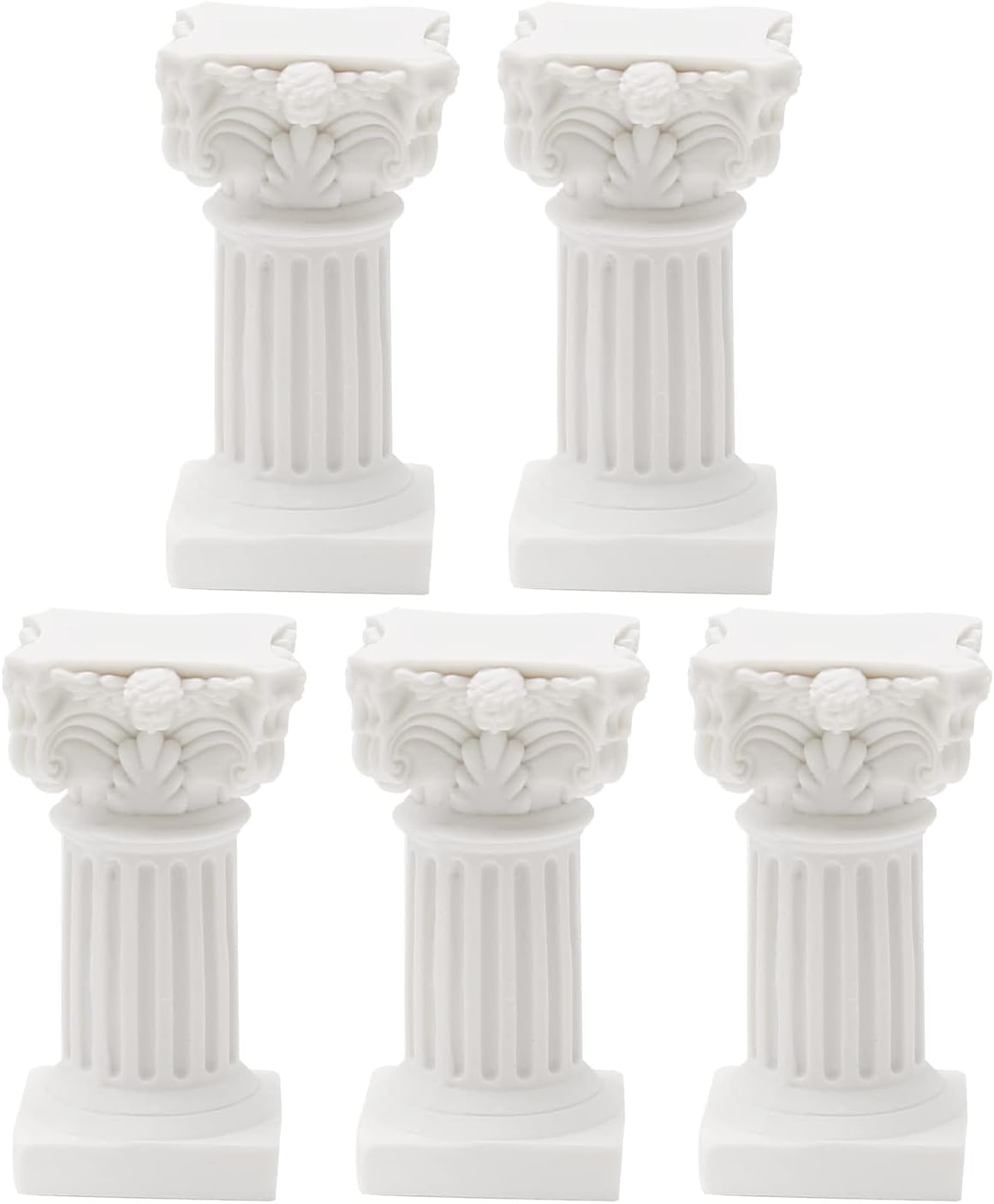 Saihisday Mini Roman Pillar Greek Columns - 5Pcs Resin Artistic Ornaments for Wedding Decor | 1.18" x 1.18" x 2.56" (White)