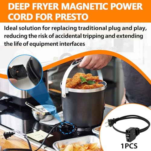 Magnetic Power Cord for Electric Deep Fryers, 120V 15A Replacement Cable