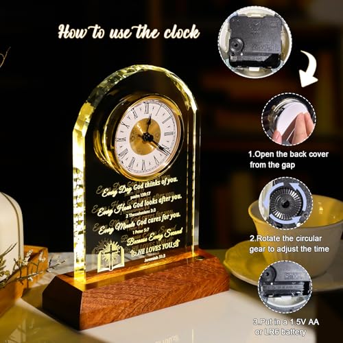 Arikyrist God Christian Glass Clock - Spiritual Gift for Women Men, Bible Verse Art